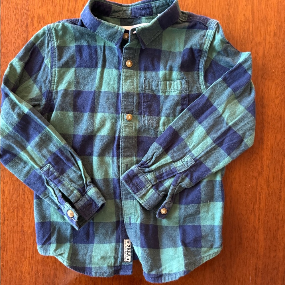 Zara Baby Boy 4-5 Y Long sleeve shirt blue and green